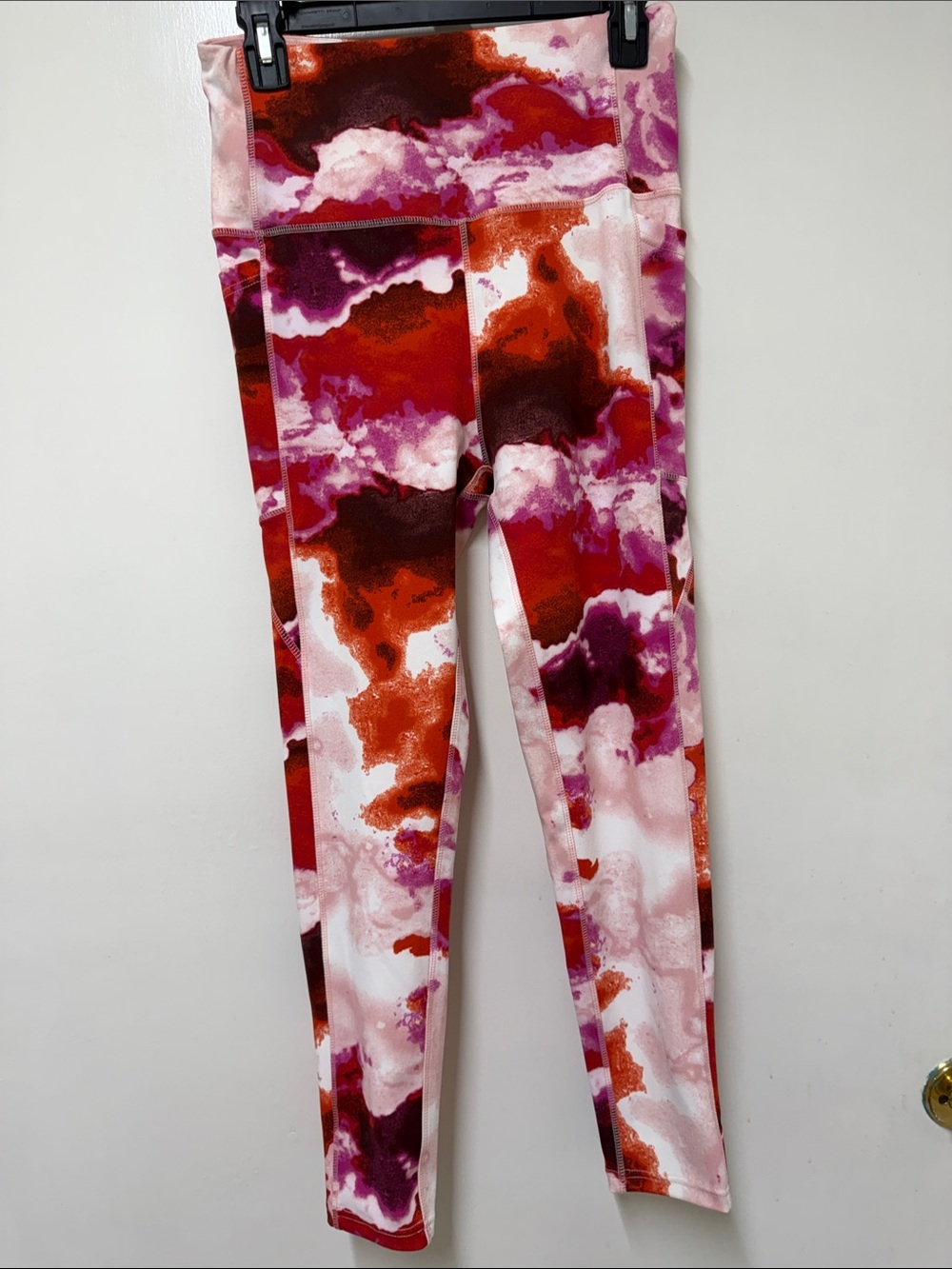 MV Sport Red, Pink & Purple Tie-Dye Girls Active Leggings